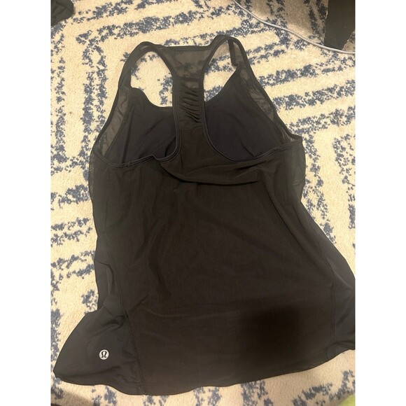 Black Mesh Ruched Lululemon Racerback Tank top - Picture 3 of 4